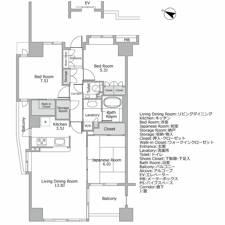 シャリエ神楽坂 間取り図例