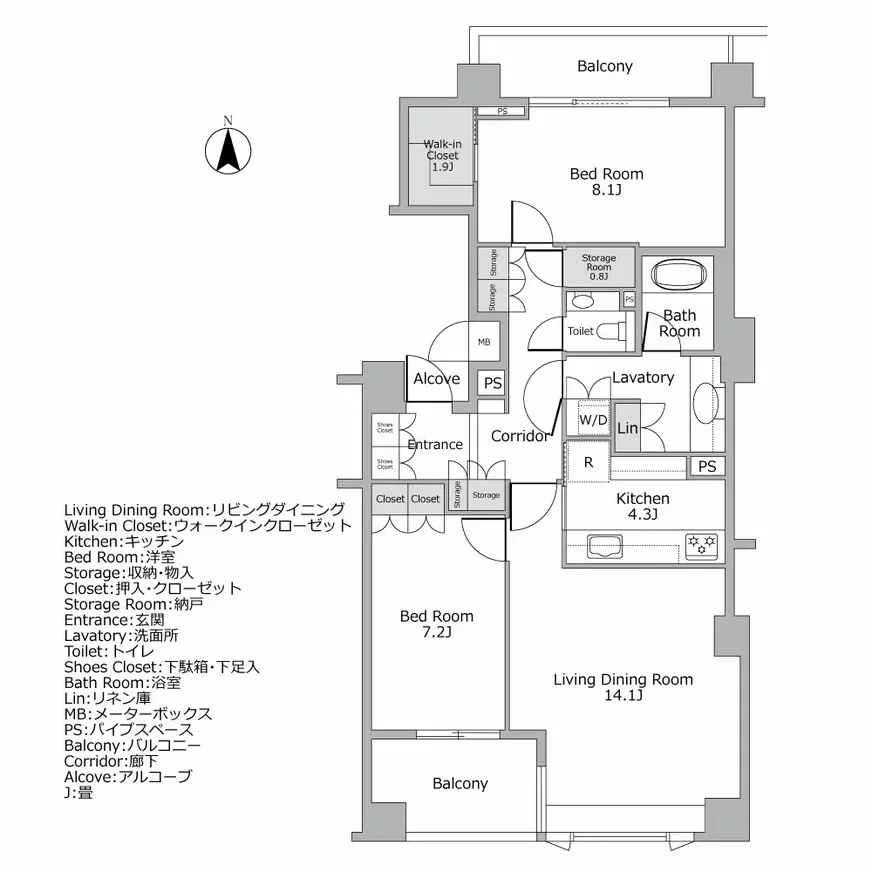 パークコート三田綱町 間取り図例