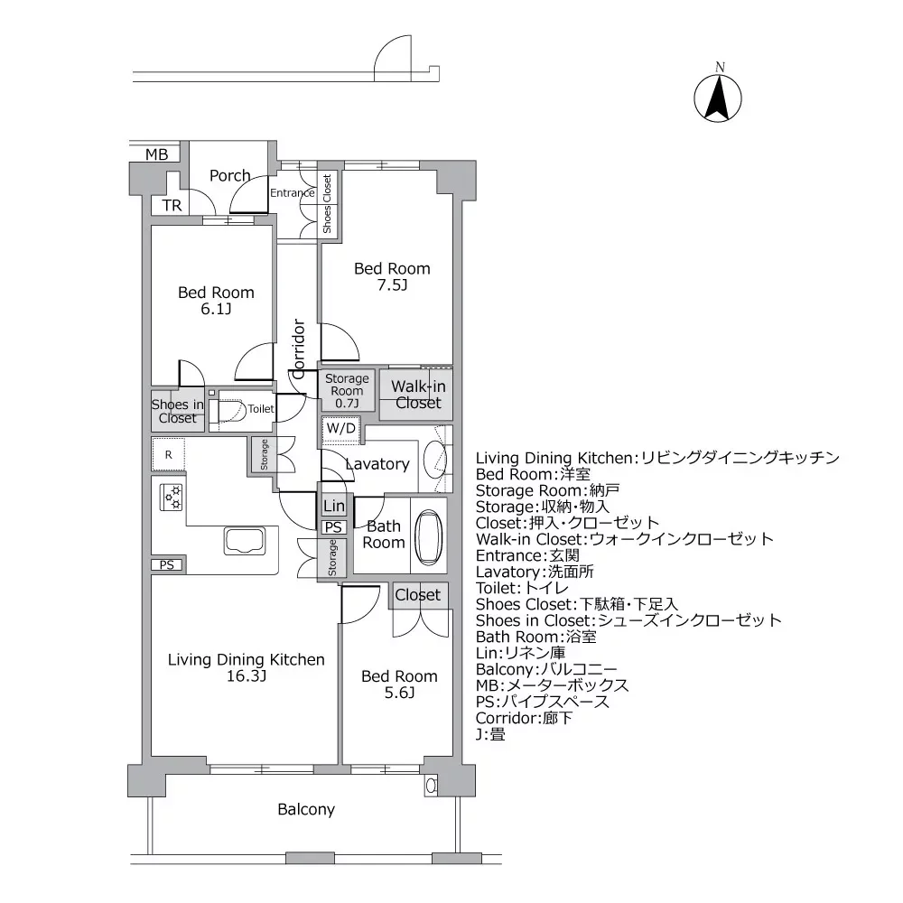 ヴェーゼント駒場公園 間取り図例