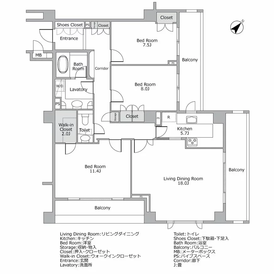 パークハウス市谷砂土原町レフィナール 間取り図例