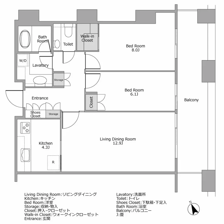 虎ノ門タワーズレジデンス 間取り図例