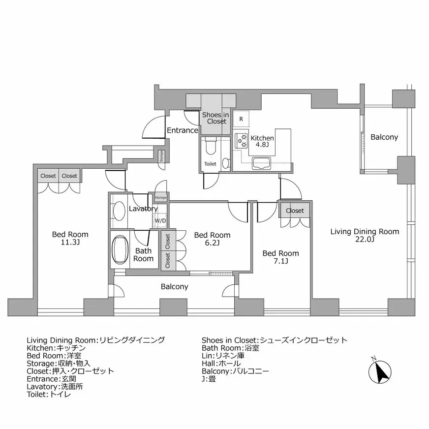 虎ノ門タワーズレジデンス 間取り図例