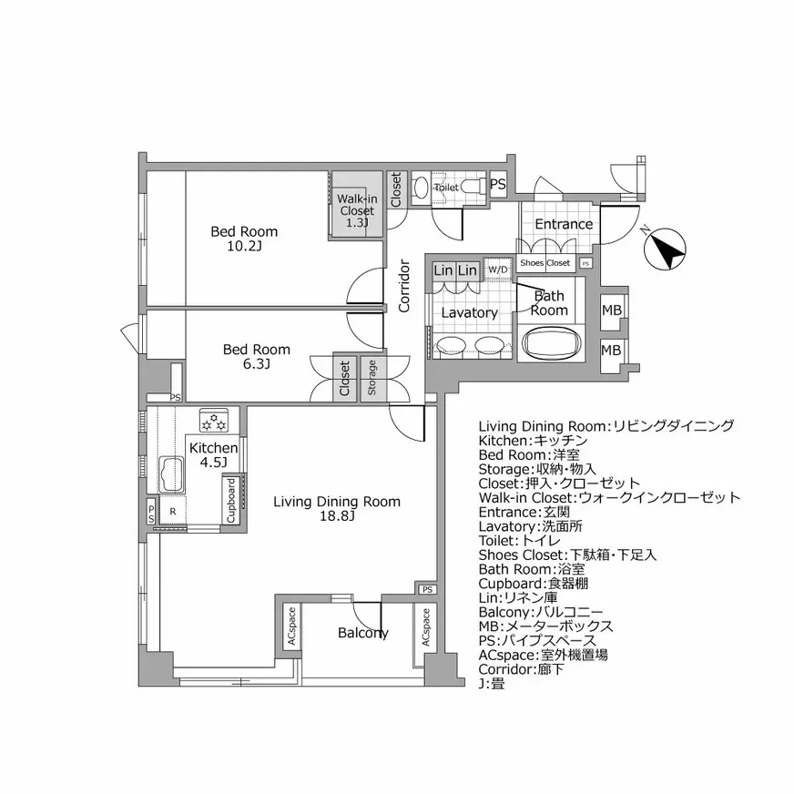 市谷砂土原レジデンス 間取り図例