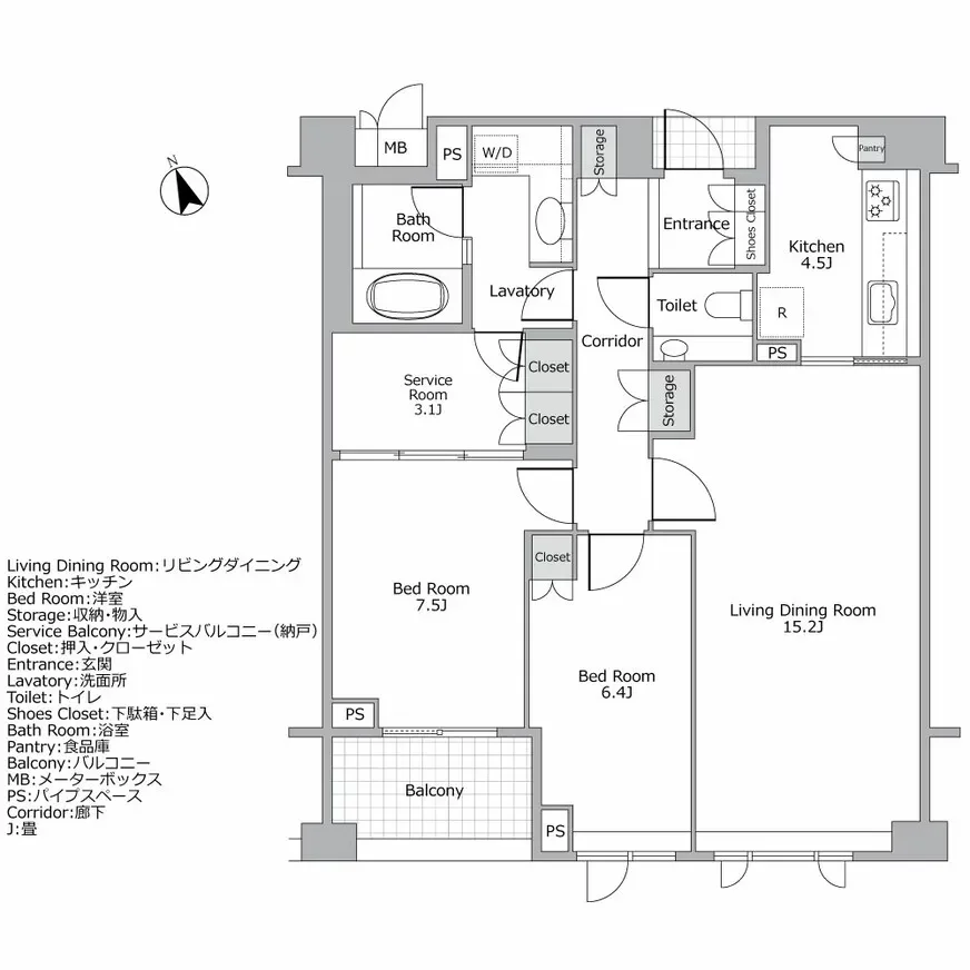パークハウス市谷仲之町 間取り図例