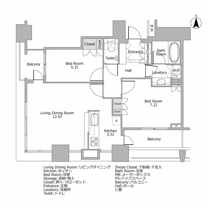 サンウッド三田パークサイドタワー　間取り図例