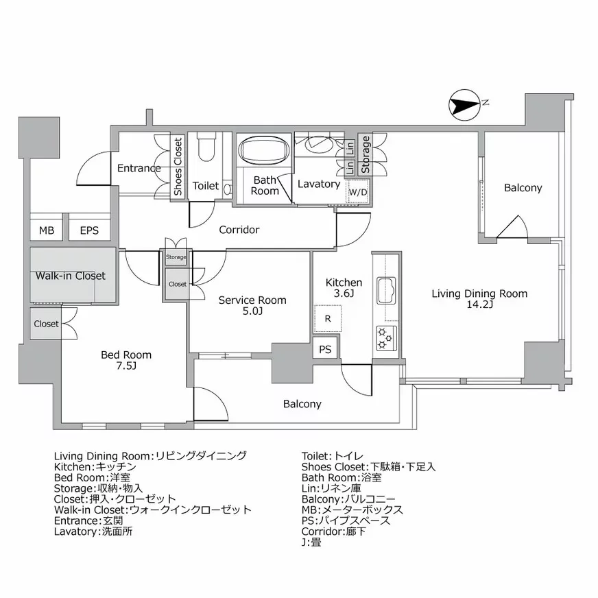 コートレジデントタワー 間取り図例