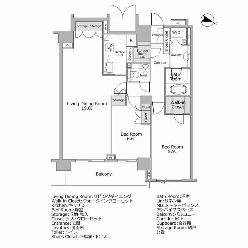 目黒花房山プレイス 間取り図例