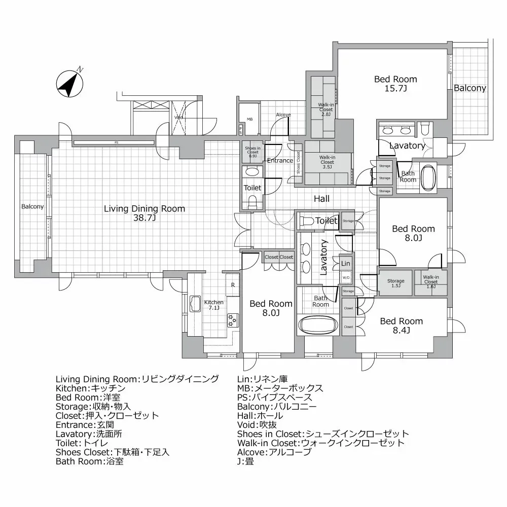 フォレセーヌ赤坂氷川町 間取り図例