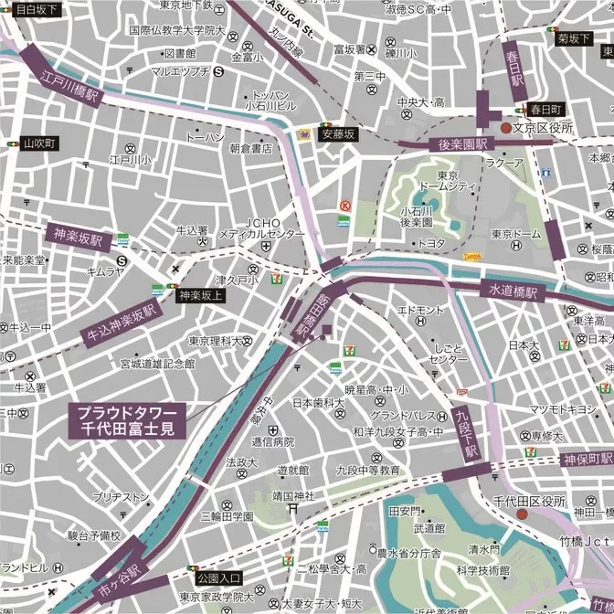 プラウドタワー千代田富士見周辺