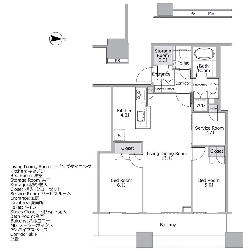 プラウドタワー千代田富士見 間取り図例