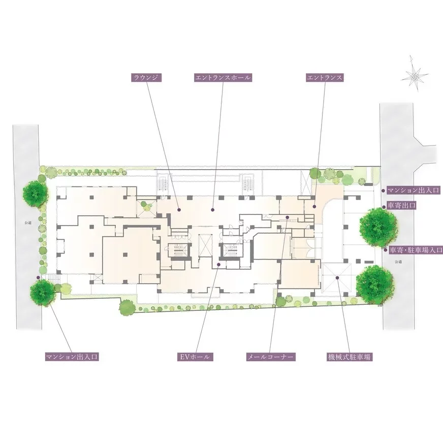 プラウド元麻布 敷地配置図