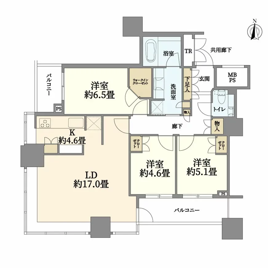 パークタワーグランスカイ 間取り図例