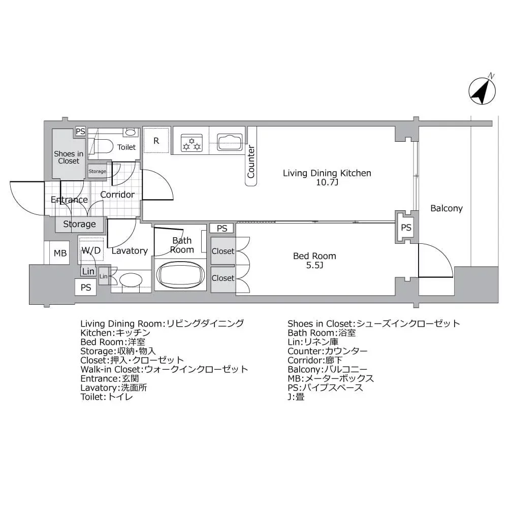 クオリア日本橋浜町　間取り例
