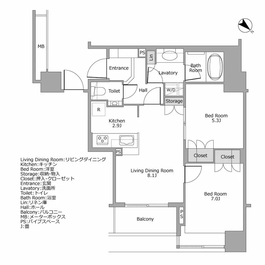 ザ・ヒルトップタワー高輪台 間取り図例
