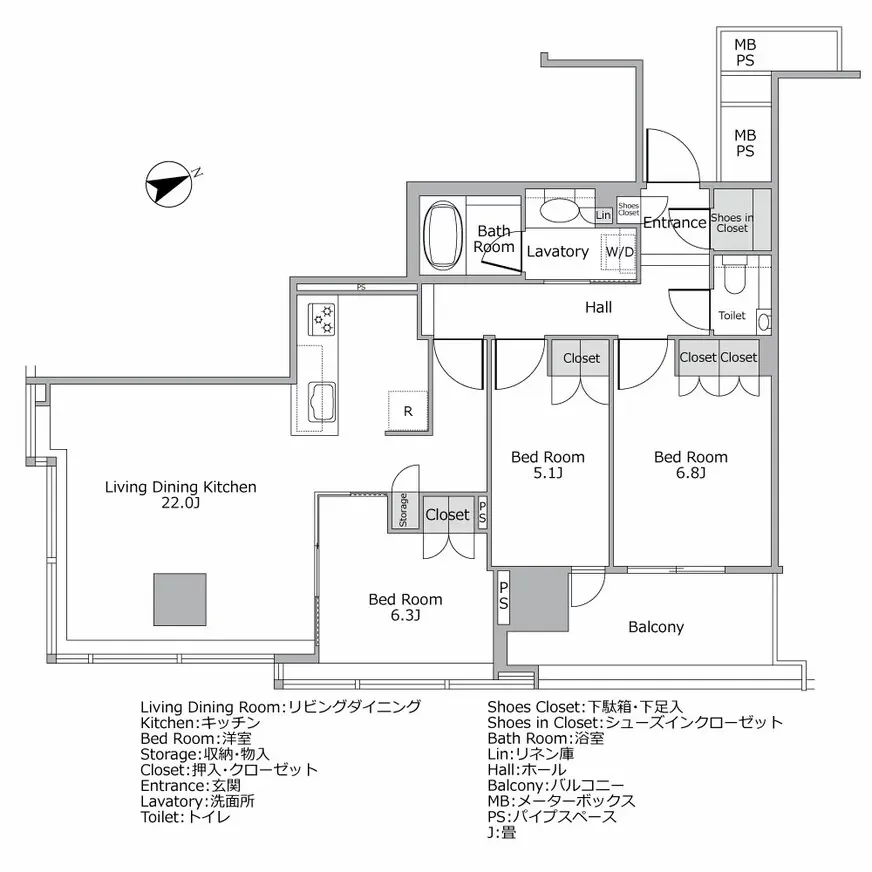 ワテラスタワーレジデンス 間取り図例