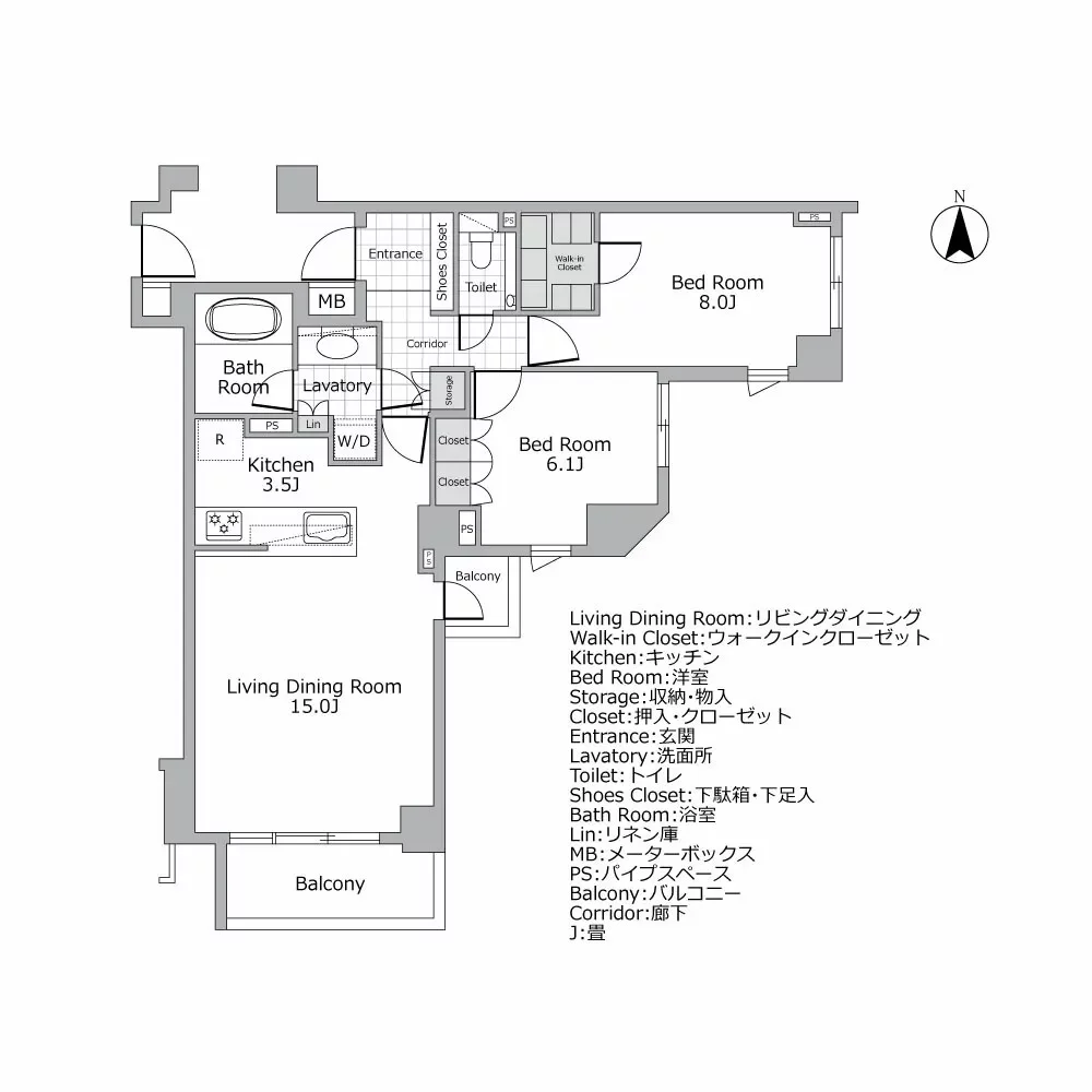 ディアナコート代々木上原 間取り図例