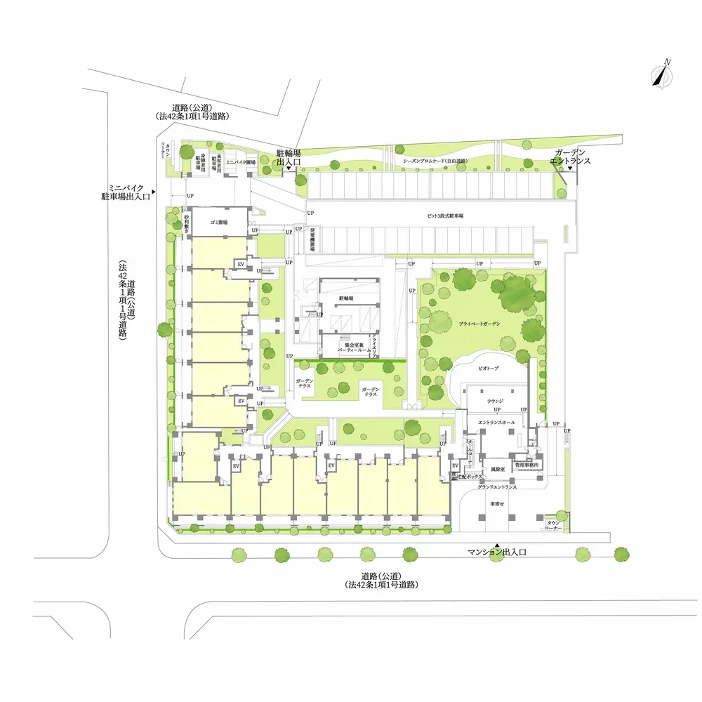クラッシィハウス世田谷公園 敷地配置図