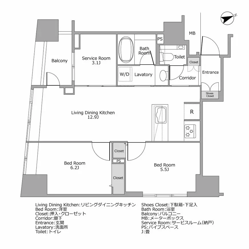 オープンレジデンシア南青山骨董通り 間取り図例