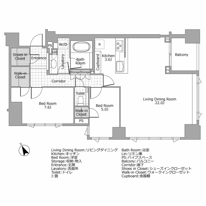 ミッドガーデン赤坂氷川の間取り図例