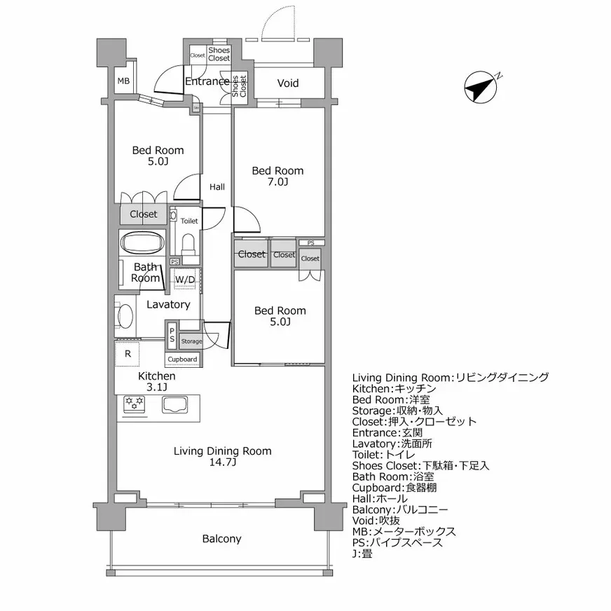 パークコート神楽坂レゼリア　間取り図例