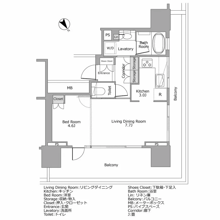 ウェリスタワー愛宕虎ノ門 間取り図例