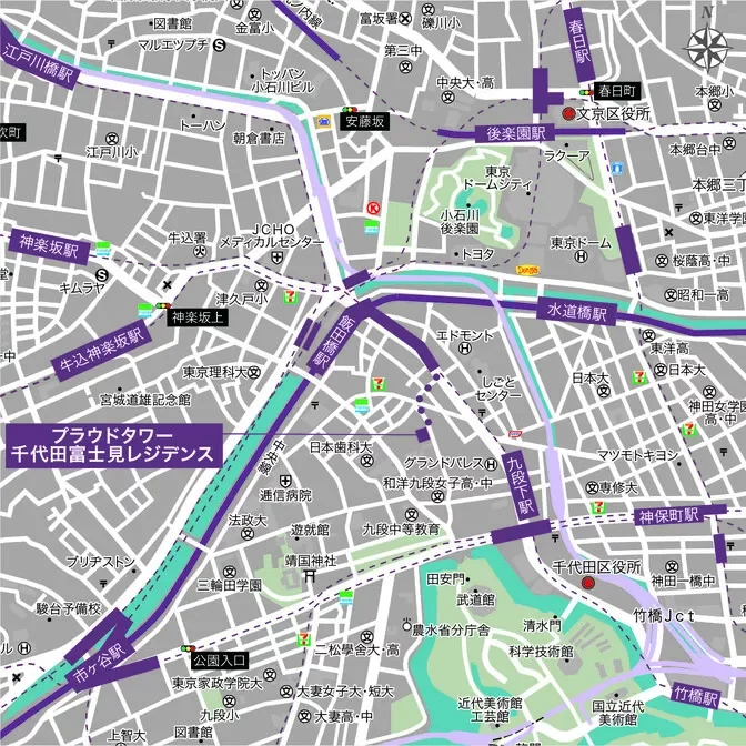 プラウドタワー千代田富士見レジデンス周辺