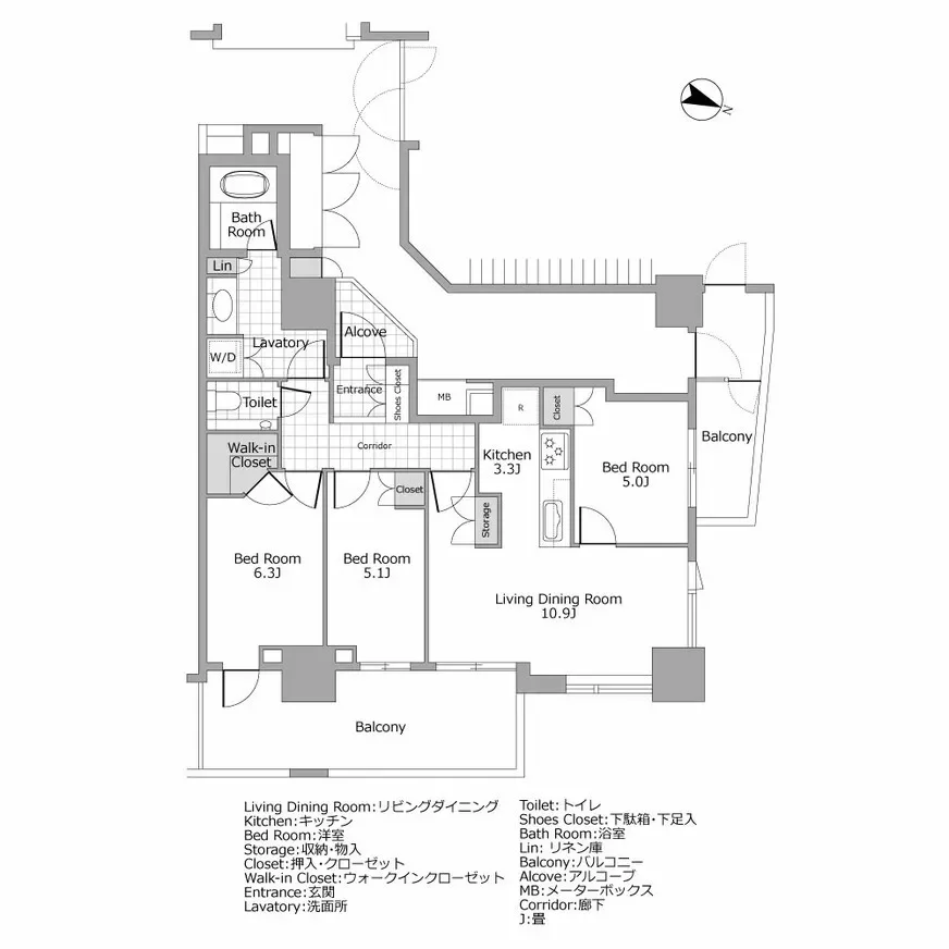 プラウドタワー千代田富士見レジデンス 間取り図例