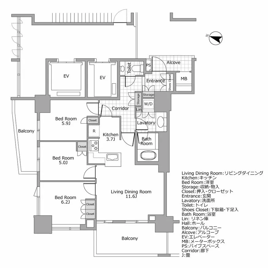 プラウドタワー千代田富士見レジデンス 間取り図例