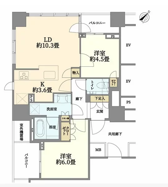 プラウドタワー高輪台 間取り図例