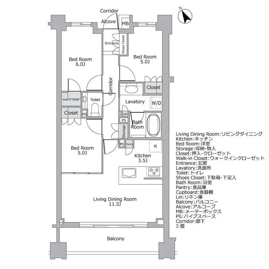 グランスイート不動前シティテラス 間取り図例