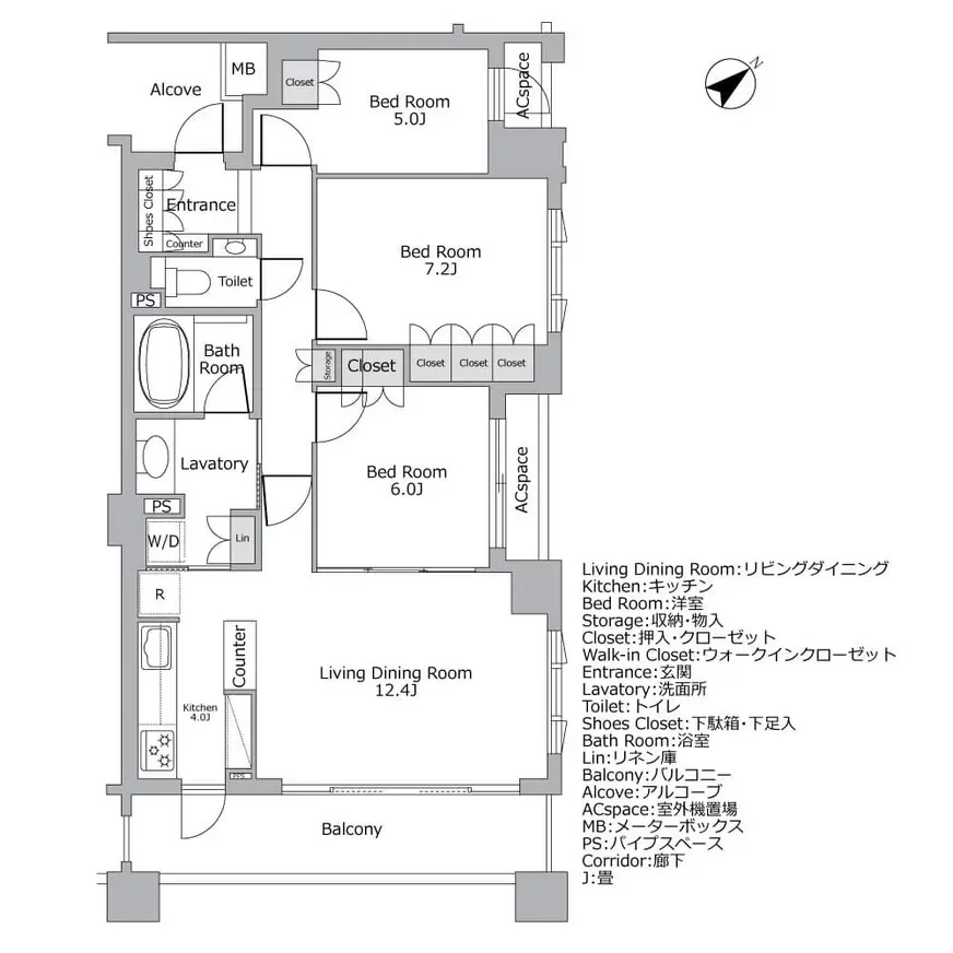 グランスイート不動前シティテラス 間取り図例