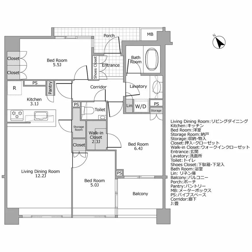 ヴィークコート神楽坂 間取り図例