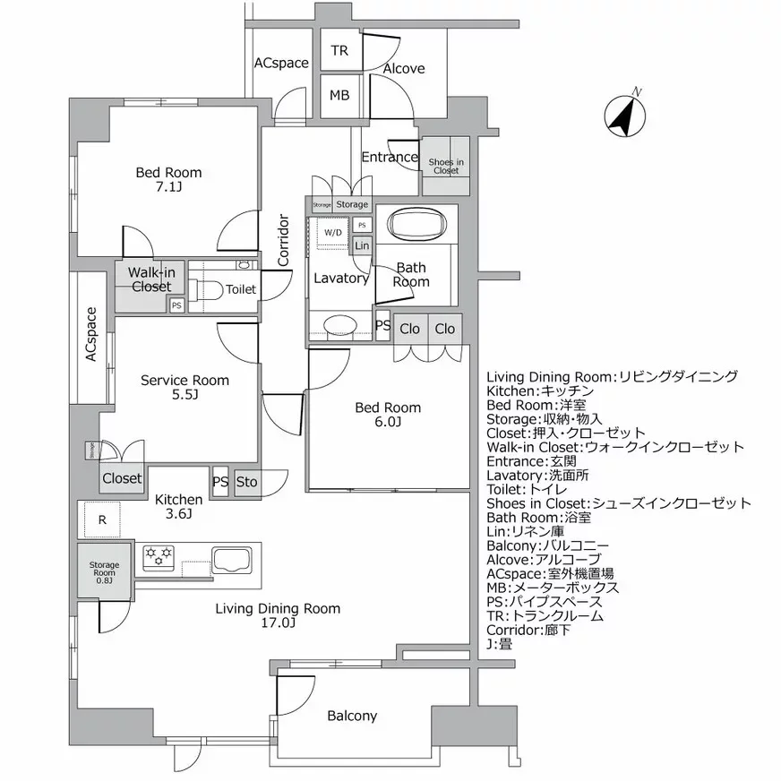 プラウド市ヶ谷南町ディアージュ 間取り図例