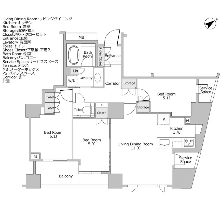 プラウド恵比寿ディアージュ 間取り図例