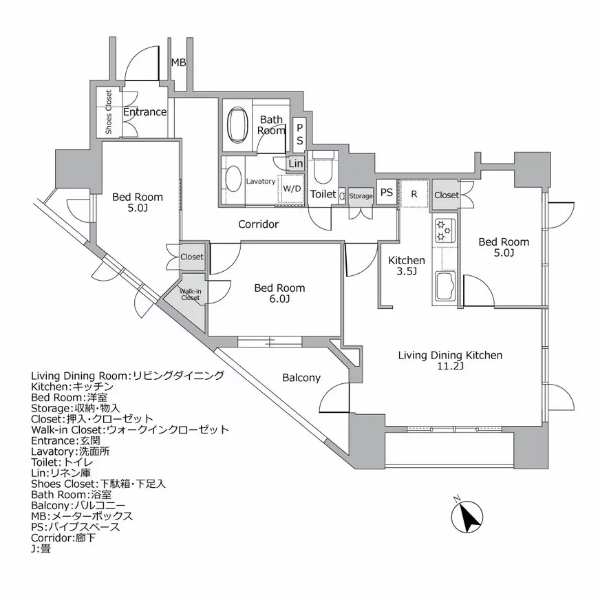 プラウド恵比寿ディアージュ 間取り図例