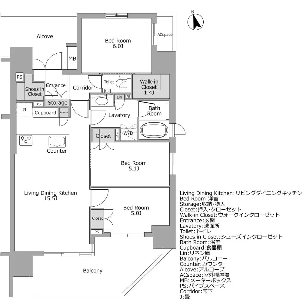 ウィルローズ東京八丁堀 間取り図例