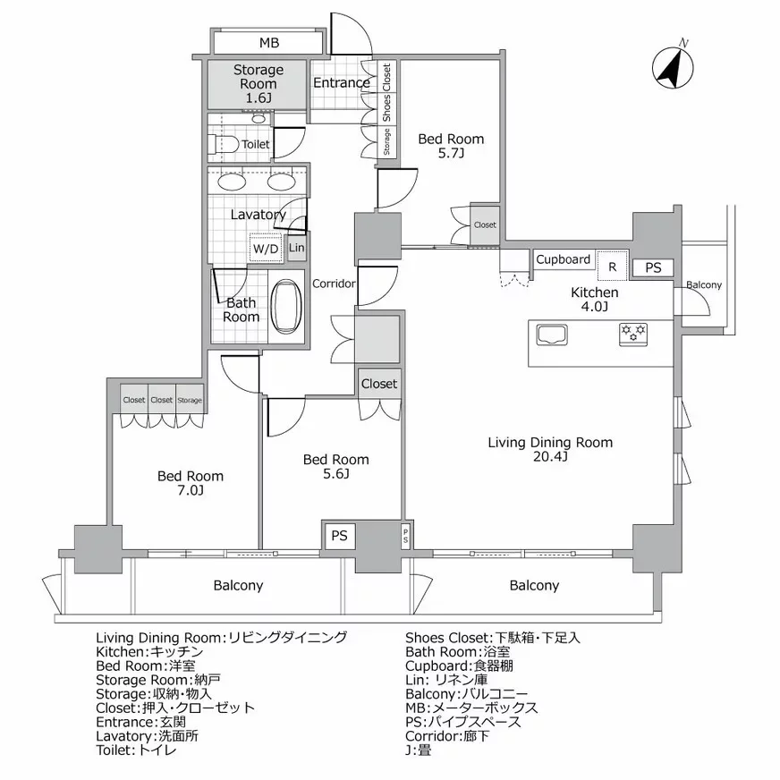 五番町マンション 間取り図例