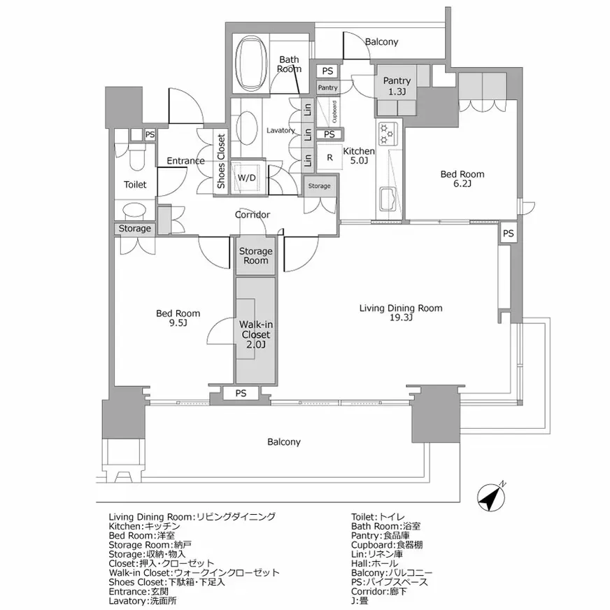 ザ・パークハウスグラン千鳥ヶ淵 間取り図例