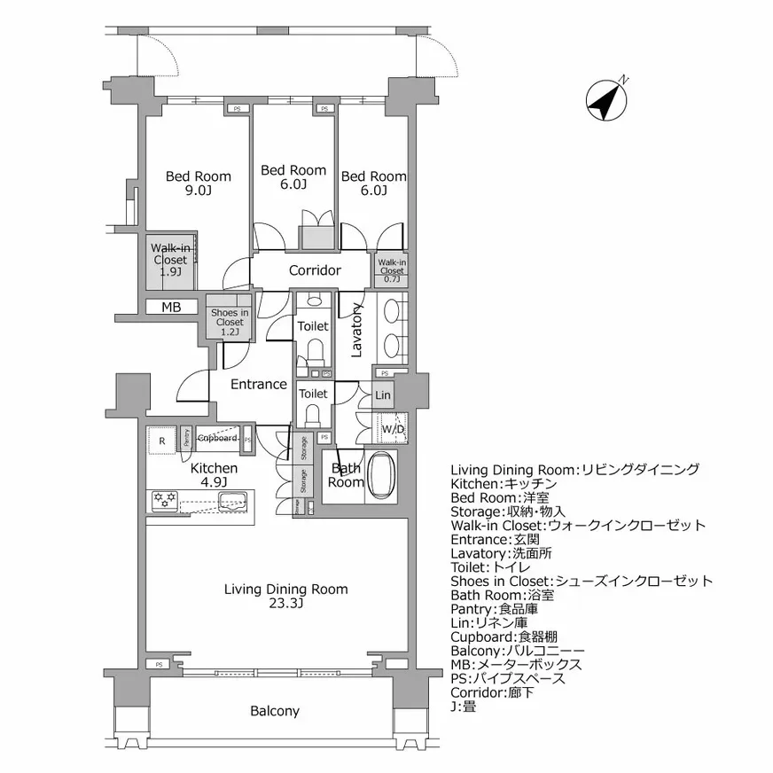 ザ・パークハウスグラン千鳥ヶ淵 間取り図例