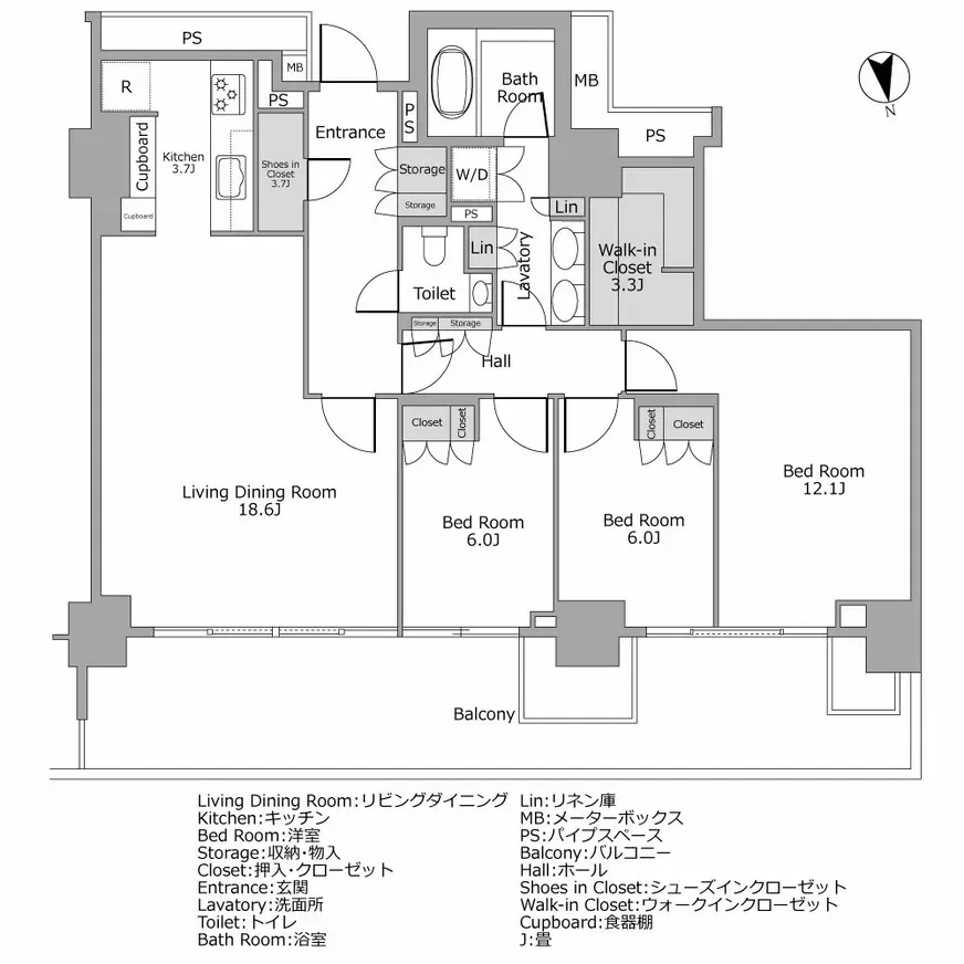 パークマンション三田綱町ザ・フォレスト 間取り図例
