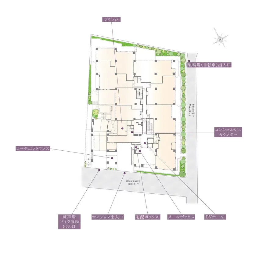 フォレセーヌ赤坂檜坂　敷地配置図