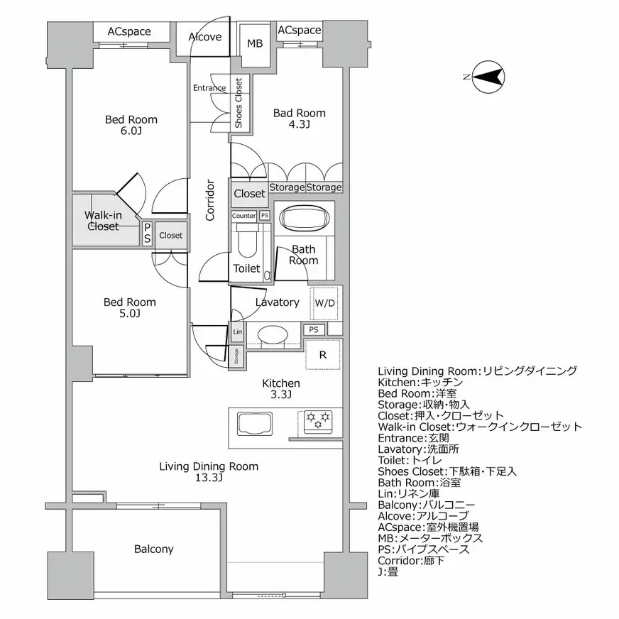 クランスイート神楽坂ピアース　間取り図例