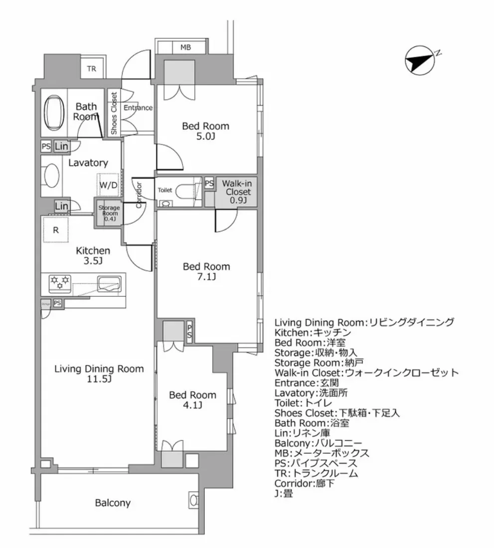 ザ・パークハウス四谷若葉レジデンス 間取り図例