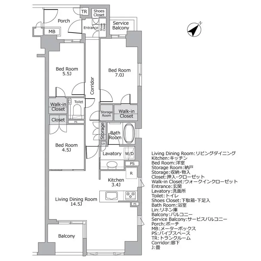 プレミスト佃二丁目 間取り図例