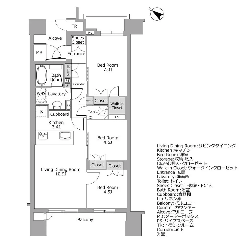 ウィルローズ日本橋蛎殻町　間取り図例