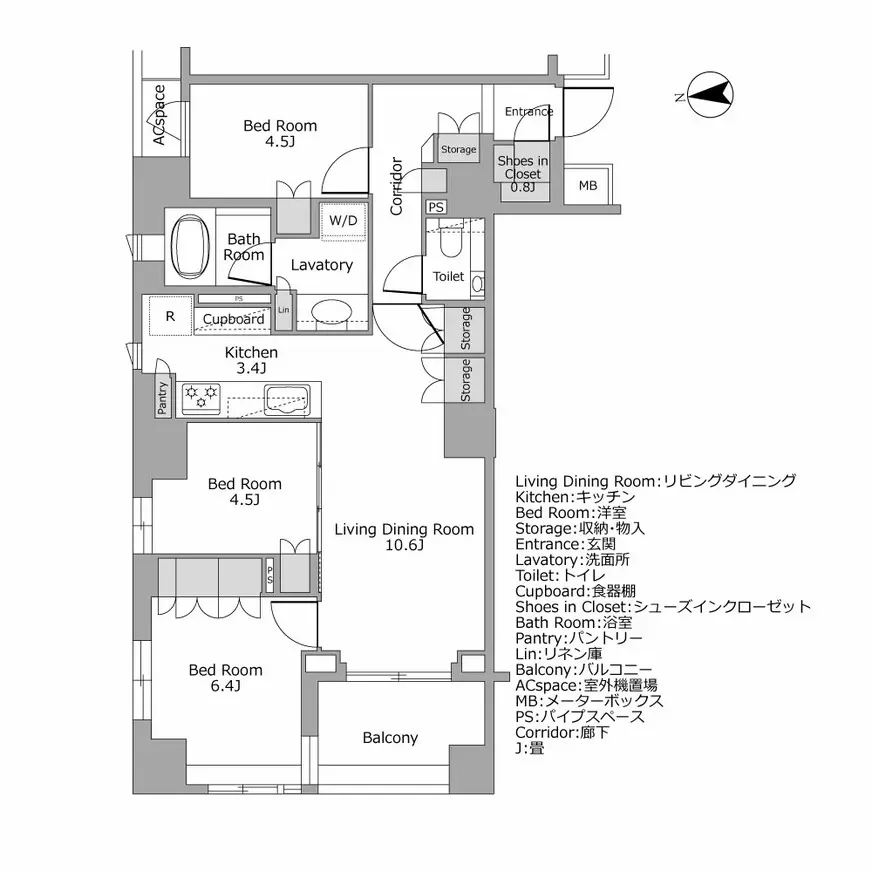 ザ・パークハウス　市谷甲良町 間取り図例