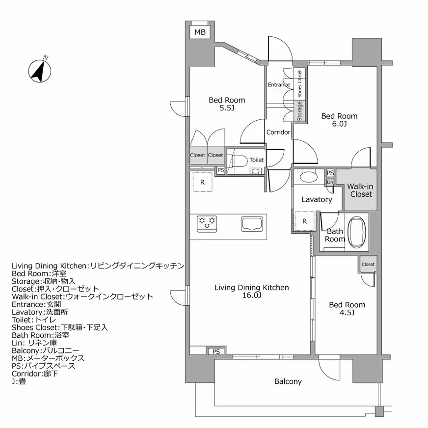 リビオ目黒ザ・プレイス 間取り図例
