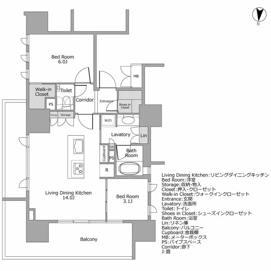 プレミスト新宿山吹 間取り図例