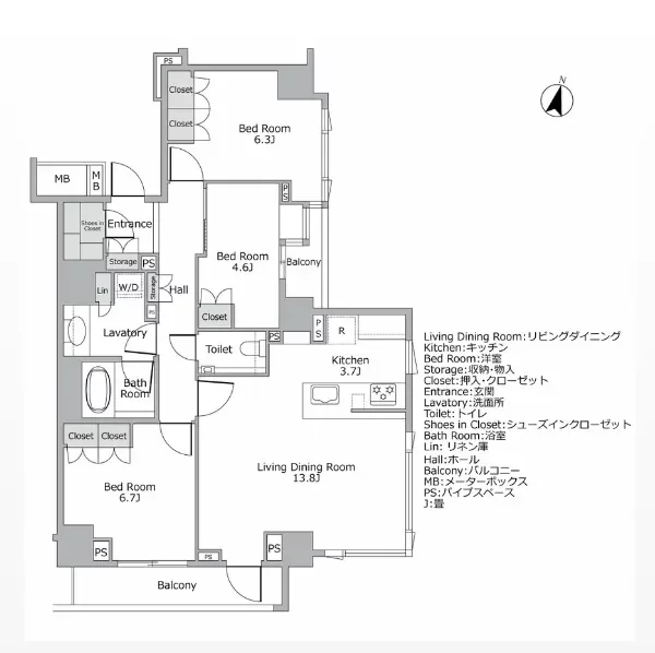 ブランズ渋谷常盤松 間取り図例