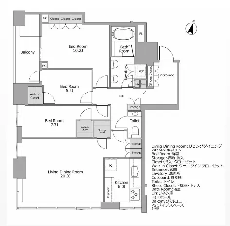 ブランズ ザ・ハウス一番町 間取り例